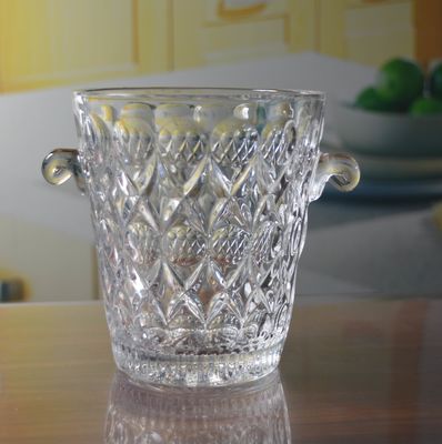 गुणवत्ता Machine Made Embossed Round Glass Bucket With Handle फैक्टरी