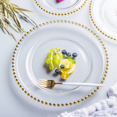 गुणवत्ता Gold Decorated Glass Charger Plates फैक्टरी