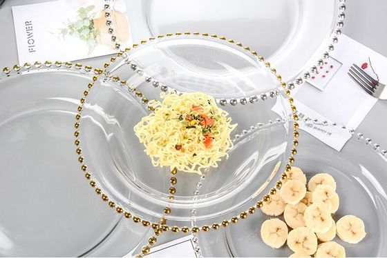 गुणवत्ता Gold Decorated Glass Charger Plates फैक्टरी