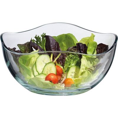 गुणवत्ता Transparent Durable Wave Rim Glass Charger Plates , Fruit Salad Glass Bowl फैक्टरी