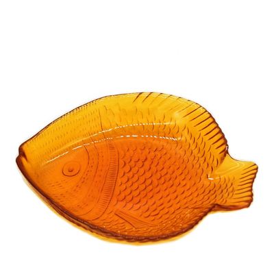 गुणवत्ता Fish Shaped Embossed Colorful Glass Charger Plates फैक्टरी
