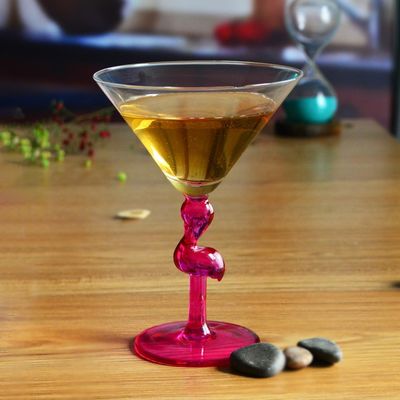 गुणवत्ता Pink Color  Flamingo Shaped Stem Cocktail Crystal Glasses फैक्टरी