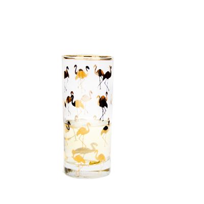 गुणवत्ता Golden Flamingo Printed Crystal Highball Glasses For Restaurant फैक्टरी