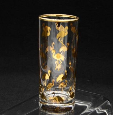 गुणवत्ता Golden Flamingo Printed Crystal Highball Glasses For Restaurant फैक्टरी