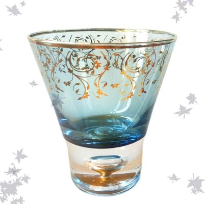 गुणवत्ता Blue Color Golden Rim Stemless Crystal Cocktail Glasses फैक्टरी