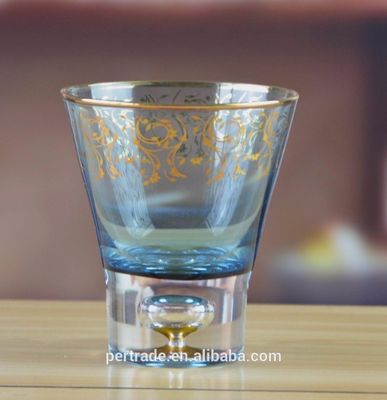 गुणवत्ता Blue Color Golden Rim Stemless Crystal Cocktail Glasses फैक्टरी