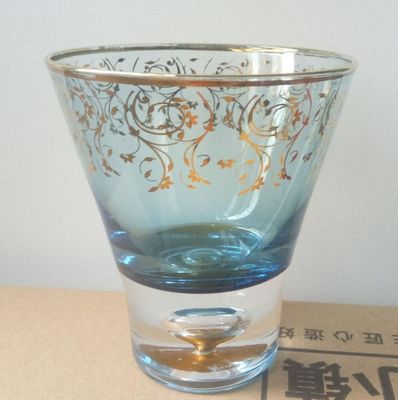 गुणवत्ता Blue Color Golden Rim Stemless Crystal Cocktail Glasses फैक्टरी