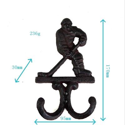 गुणवत्ता Ice Hockey Rustic Cast Iron Coat Hooks Cast Iron Crafts फैक्टरी
