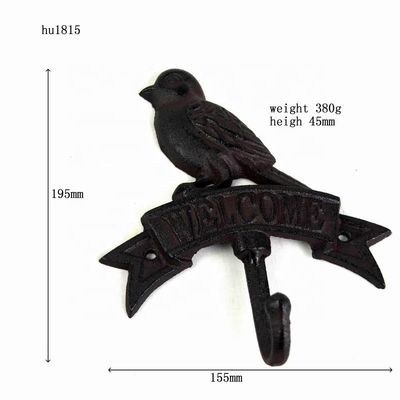 गुणवत्ता Antique Wall Mount Bird shape Black Iron Coat Hooks फैक्टरी