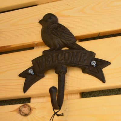 गुणवत्ता Antique Wall Mount Bird shape Black Iron Coat Hooks फैक्टरी