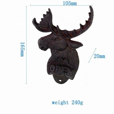 गुणवत्ता Home Decor Deer Head Brown Rust Cast Iron Bottle Opener फैक्टरी