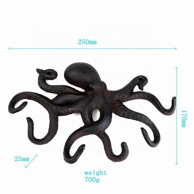 गुणवत्ता Wall Mounted Creative Octopus Cast Iron Hat Hooks फैक्टरी