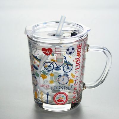 गुणवत्ता Cartoon Crystal Drinking Glass With Lid And Silicate Straw फैक्टरी