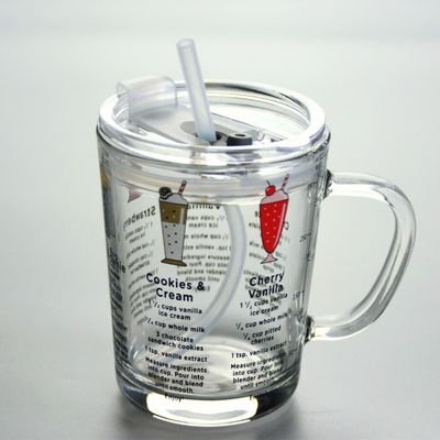 गुणवत्ता Cartoon Crystal Drinking Glass With Lid And Silicate Straw फैक्टरी