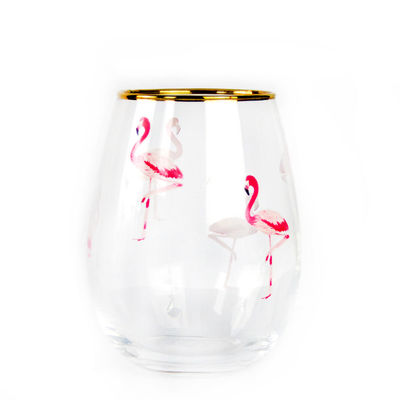 गुणवत्ता Hand Painted Gold Rim Wine Glass Tumbler With Color Decal फैक्टरी