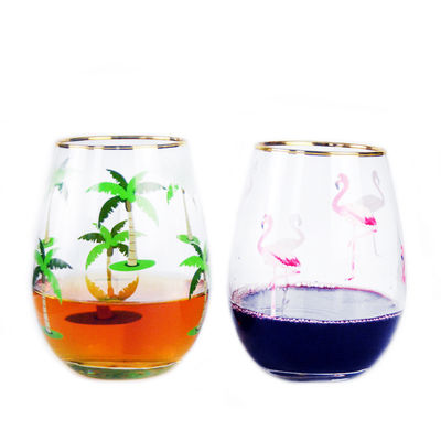 गुणवत्ता Hand Painted Gold Rim Wine Glass Tumbler With Color Decal फैक्टरी
