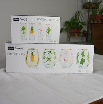 गुणवत्ता Hand Painted Gold Rim Wine Glass Tumbler With Color Decal फैक्टरी