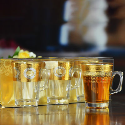 गुणवत्ता Golden Decorated Gold Decal Tumbler Drinking Glasses फैक्टरी