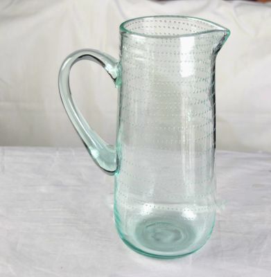 गुणवत्ता Recycle Green Spiraling Bubbles  Glass Water Pitcher , Large Glass Pitcher फैक्टरी