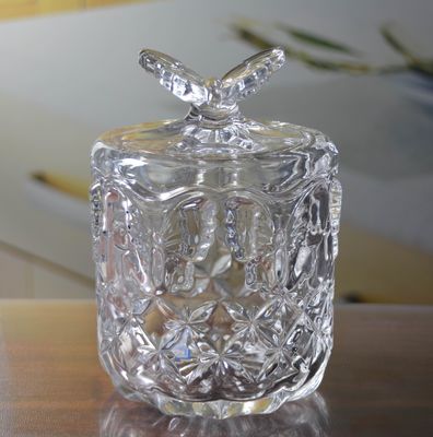 गुणवत्ता Butterfly Embossed Creative Crystal Glass Storage Jars फैक्टरी