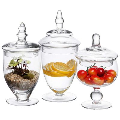 गुणवत्ता Multipurpose Set Of 3 Clear Glass Jars For Kitchen फैक्टरी