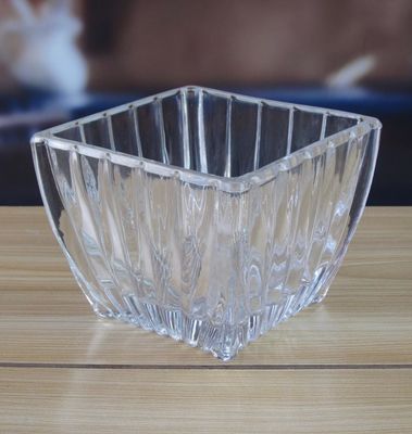 गुणवत्ता Square Optic Stripes Glass Storage Jars For Candy फैक्टरी