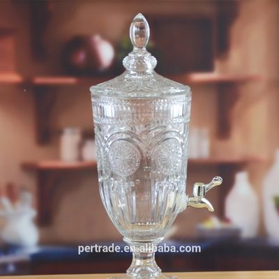 गुणवत्ता Deep Cutted Engraved 5l Glass Jar With Lid . Glass Food Storage Jars फैक्टरी