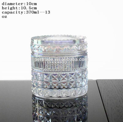 गुणवत्ता Embossed Diamonds Pattern Glass Storage Jars With For Candle फैक्टरी