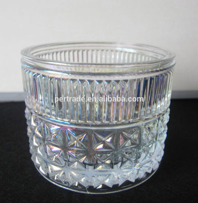 गुणवत्ता Embossed Diamonds Pattern Glass Storage Jars With For Candle फैक्टरी