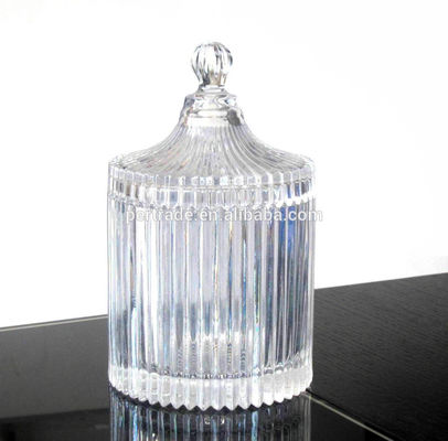 गुणवत्ता home Embossed Stripes Large Glass Container With Lid फैक्टरी