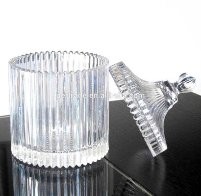 गुणवत्ता home Embossed Stripes Large Glass Container With Lid फैक्टरी