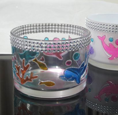 गुणवत्ता Handpainted Votive Candle Holders With Ocean Fish Pattern फैक्टरी