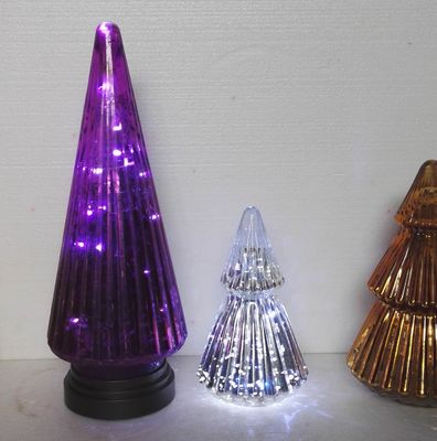 गुणवत्ता Handblown LED Holiday Glass Candle Holders Christmas Tree Pattern फैक्टरी