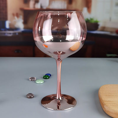 गुणवत्ता 11cm Dia 2pk Pink Gin Glasses Ion Plated Balloon Crystal Wine Glass फैक्टरी