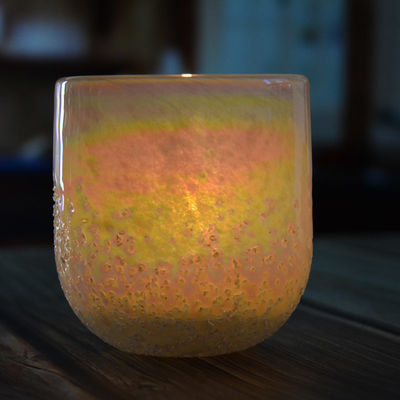 गुणवत्ता Iridescent Votive Glass Candle Holders Half Rough Sands Surface फैक्टरी