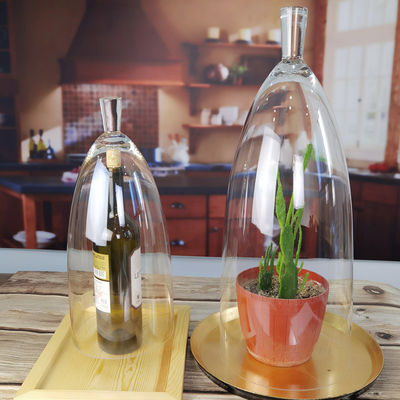 गुणवत्ता Transparent Lead Free Handled 21" Glass Dome Cloche फैक्टरी